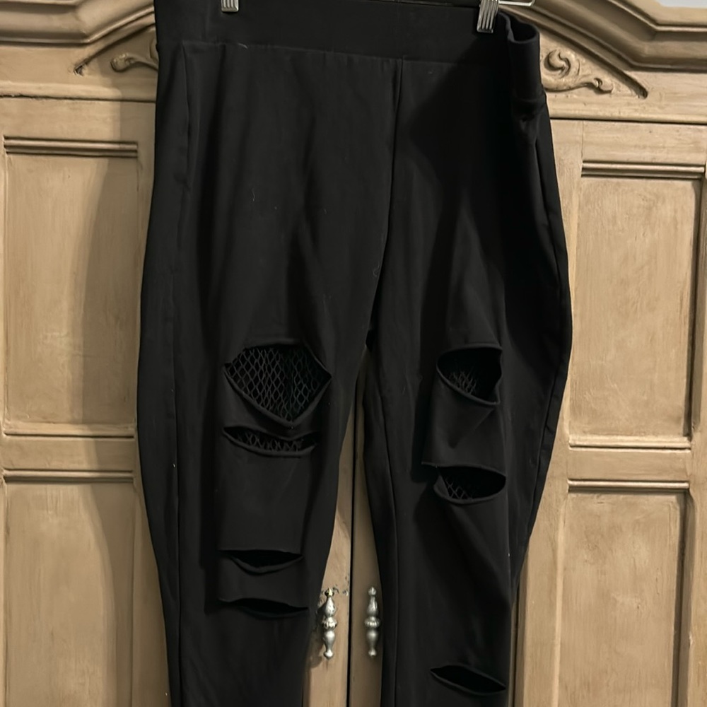 torrid deconstructed/fishnet leggings